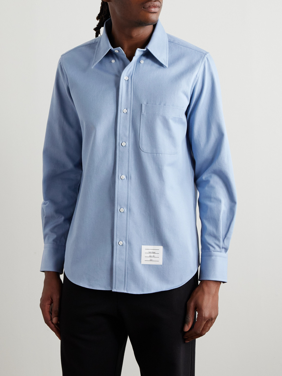 Thom Browne Extra Trim Fit Oxford Shirt With Grosgrain Trim