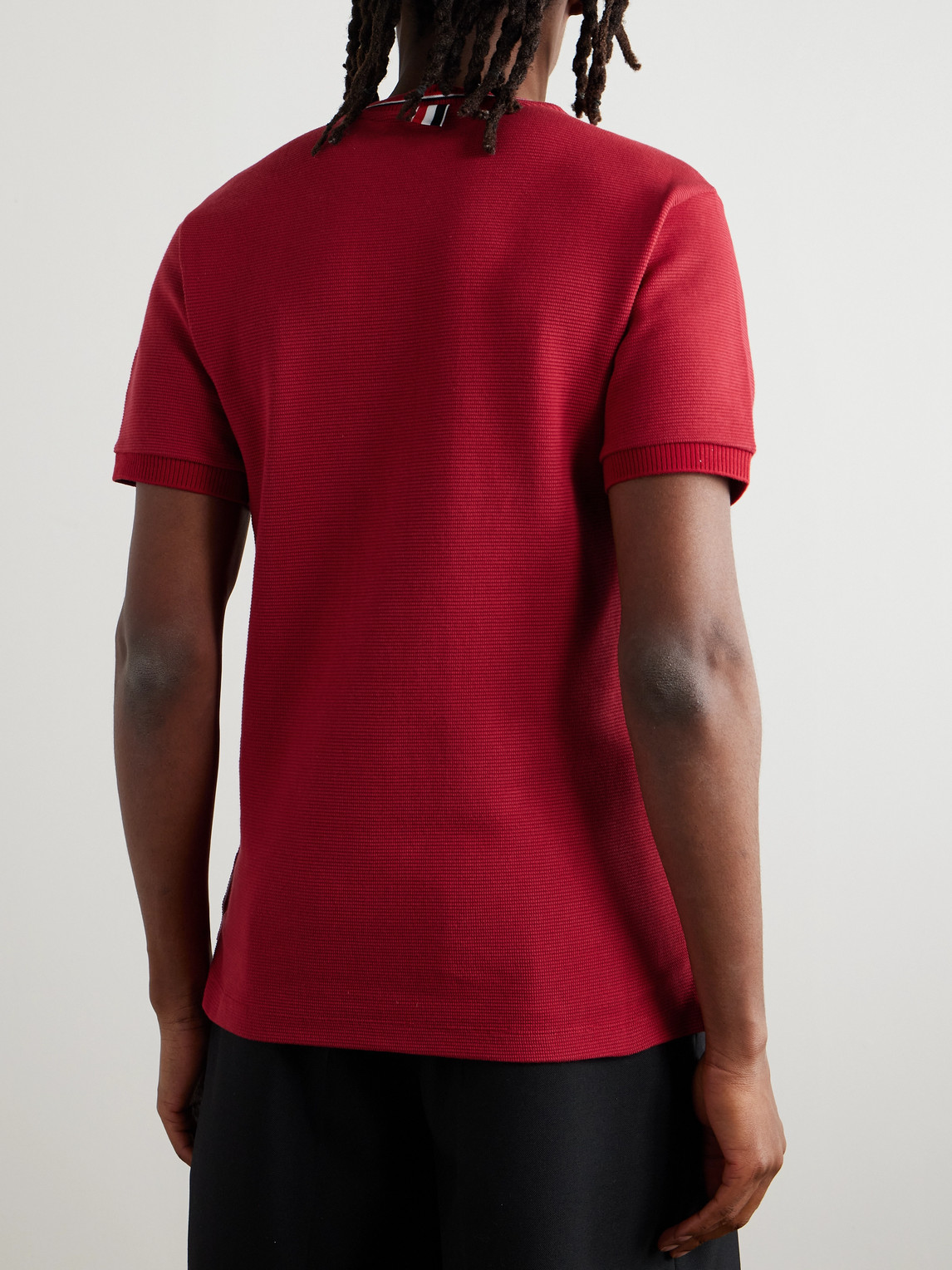 Thom Browne Burgundy Short Sleeve Rib Cuff T-shirt In Red