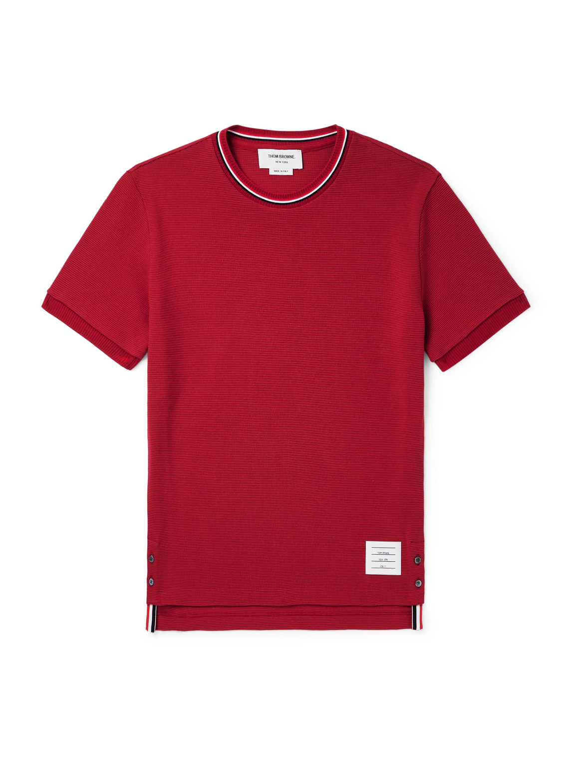 Thom Browne Burgundy Short Sleeve Rib Cuff T-shirt In Red