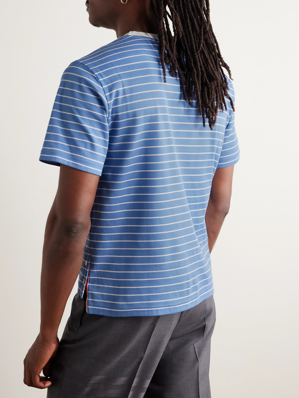 Thom Browne Milano Stripe Short Sleeve Pocket T-shirt In Blue