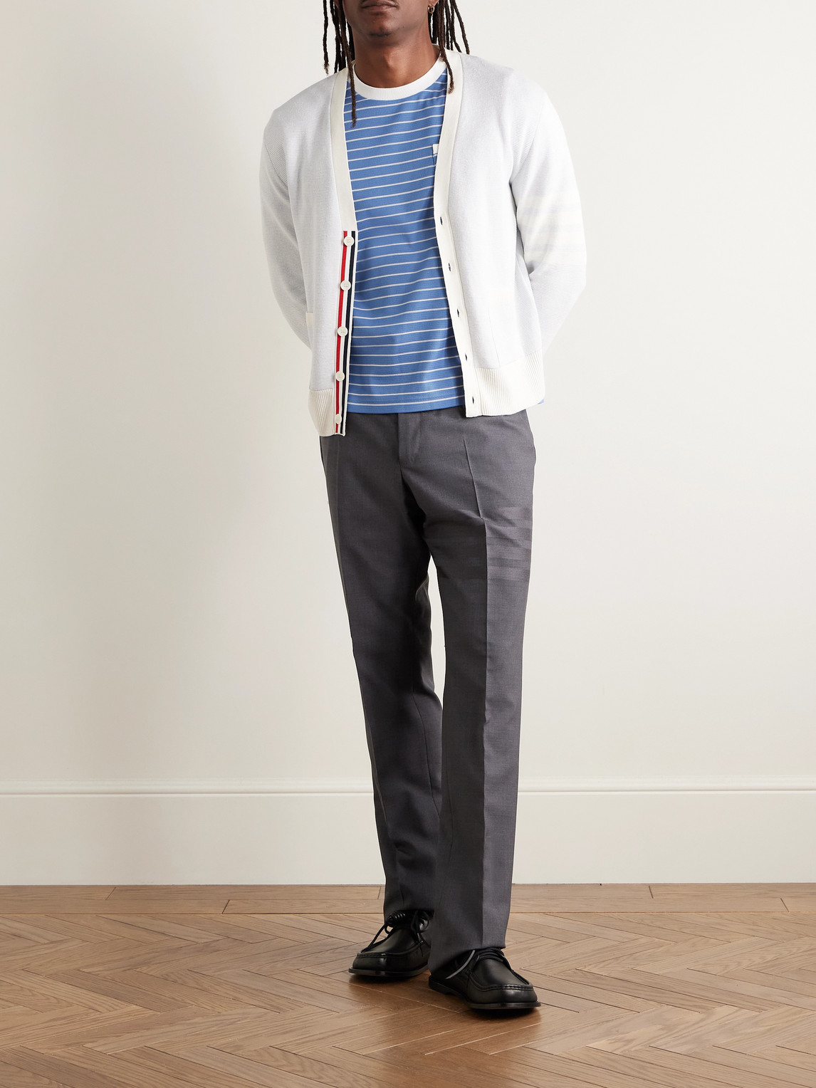 Thom Browne Milano Stripe Short Sleeve Pocket T-shirt In Blue