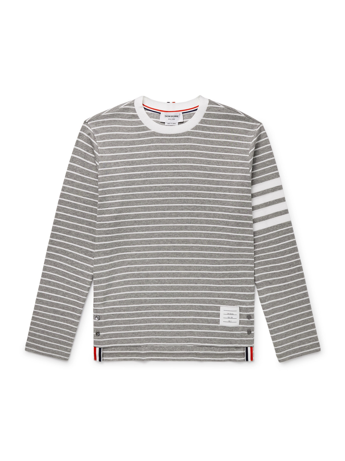 Thom Browne Logo-appliquéd Striped Cotton-jersey T-shirt In Blue