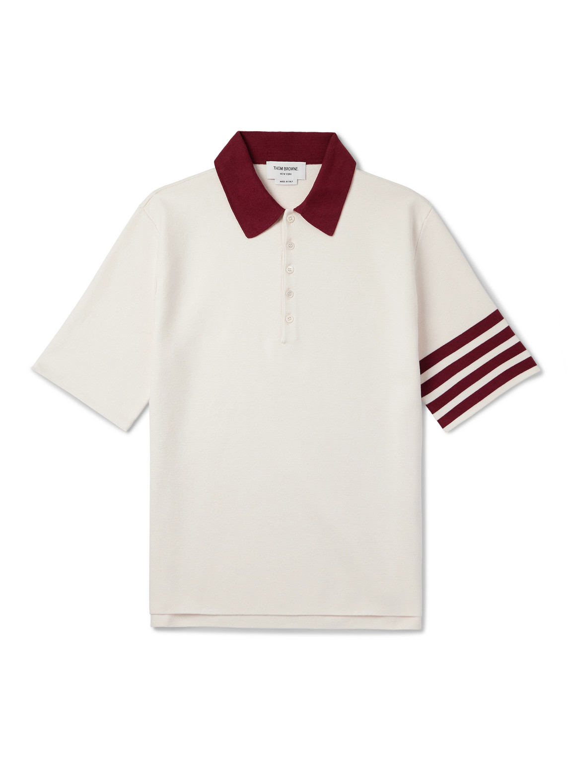 Thom Browne Striped Cotton Polo Shirt In Neutral