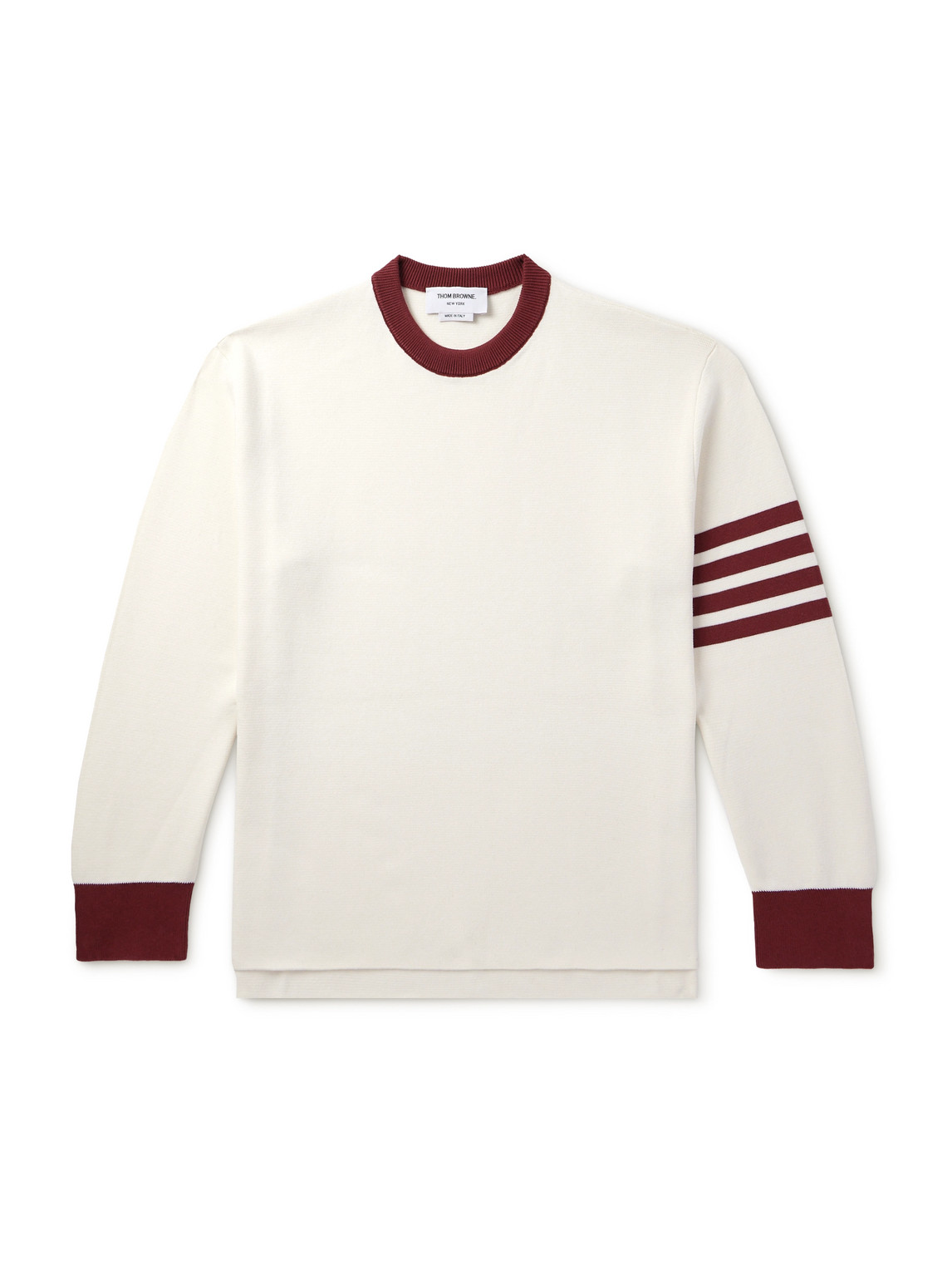 Thom Browne Striped Cotton Sweater In White