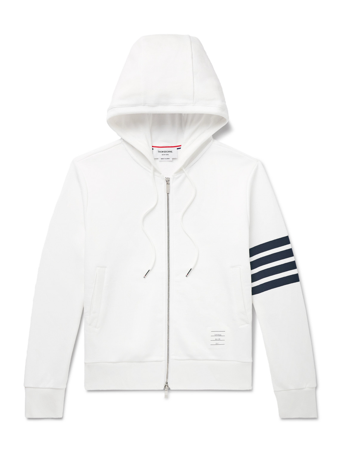 Slim-Fit Striped Loopback Cotton-Jersey Zip-Up Hoodie