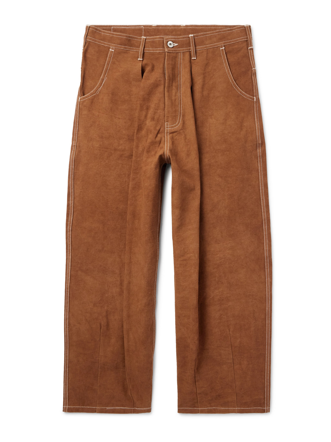 Story Mfg. Wonky-wear Lush Wide-leg Pleated Organic Cotton-canvas Trousers