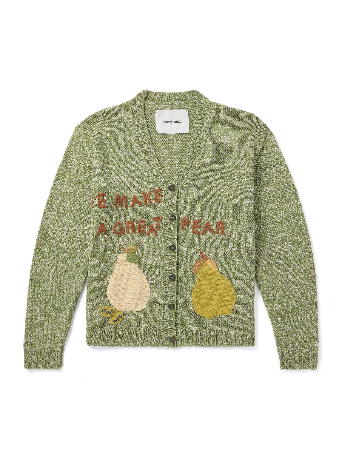 Story Mfg. Twinsun Embroidered Organic Cotton Cardigan In Green