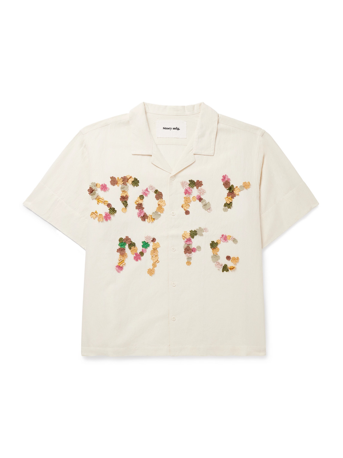 Story Mfg. Mens Ecru Greetings Relaxed-fit Cotton And Linen Shirt In Neutral