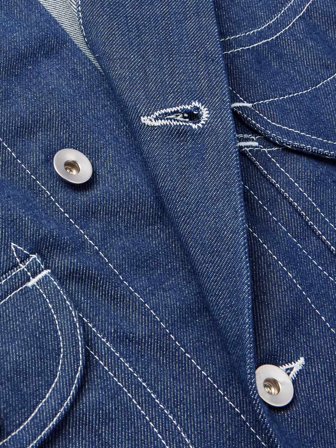 Story Mfg. Wonky-wear Circuit Indigo-dyed Organic Denim Jacket In Blue