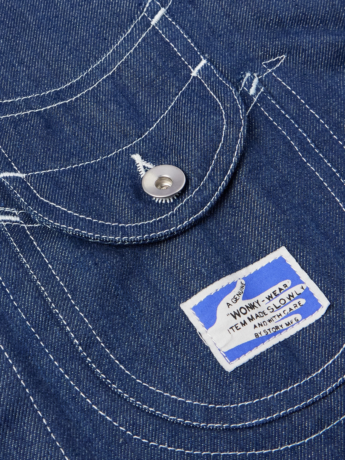 Story Mfg. Wonky-wear Circuit Indigo-dyed Organic Denim Jacket In Blue