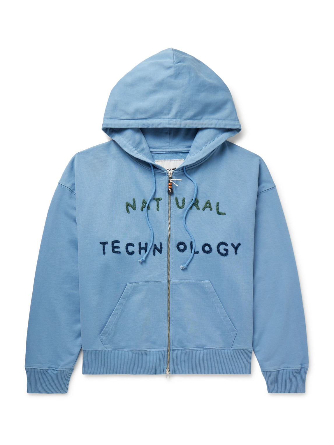 Geo Appliquéd Organic Cotton-Jersey Zip-Up Hoodie