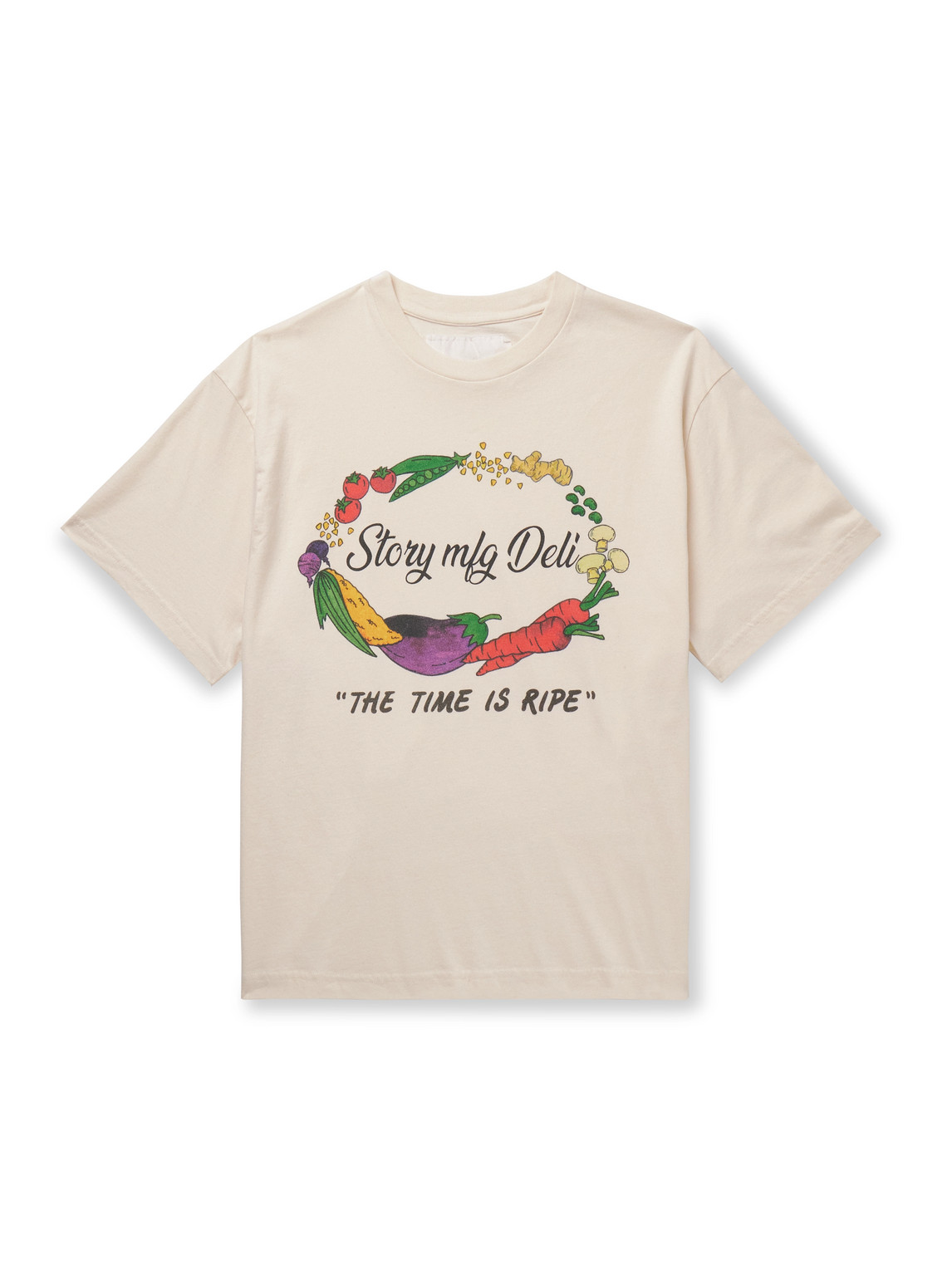 Story Mfg. Grateful Logo-print Organic Cotton-jersey T-shirt In Neutral