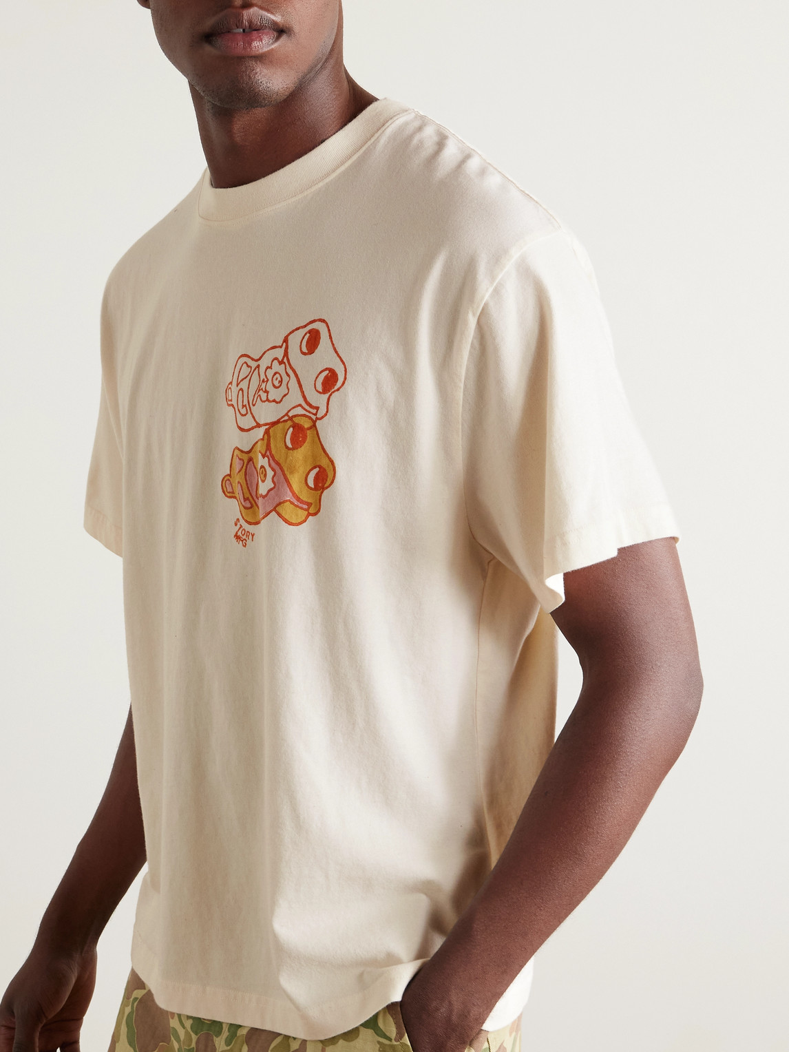 Story Mfg. Grateful Printed Organic Cotton-jersey T-shirt In Neutral
