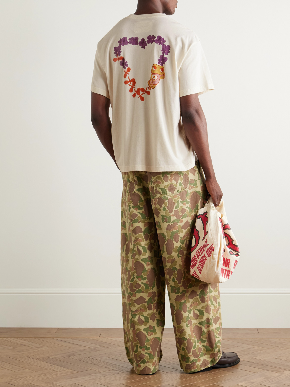 Story Mfg. Grateful Printed Organic Cotton-jersey T-shirt In Neutral