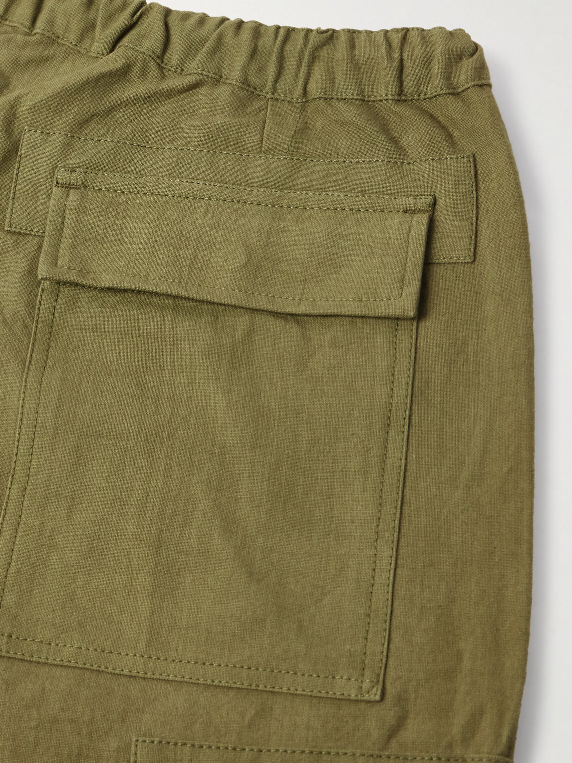 Story Mfg. Peace Wide-leg Slub Organic Cotton Drawstring Cargo Trousers