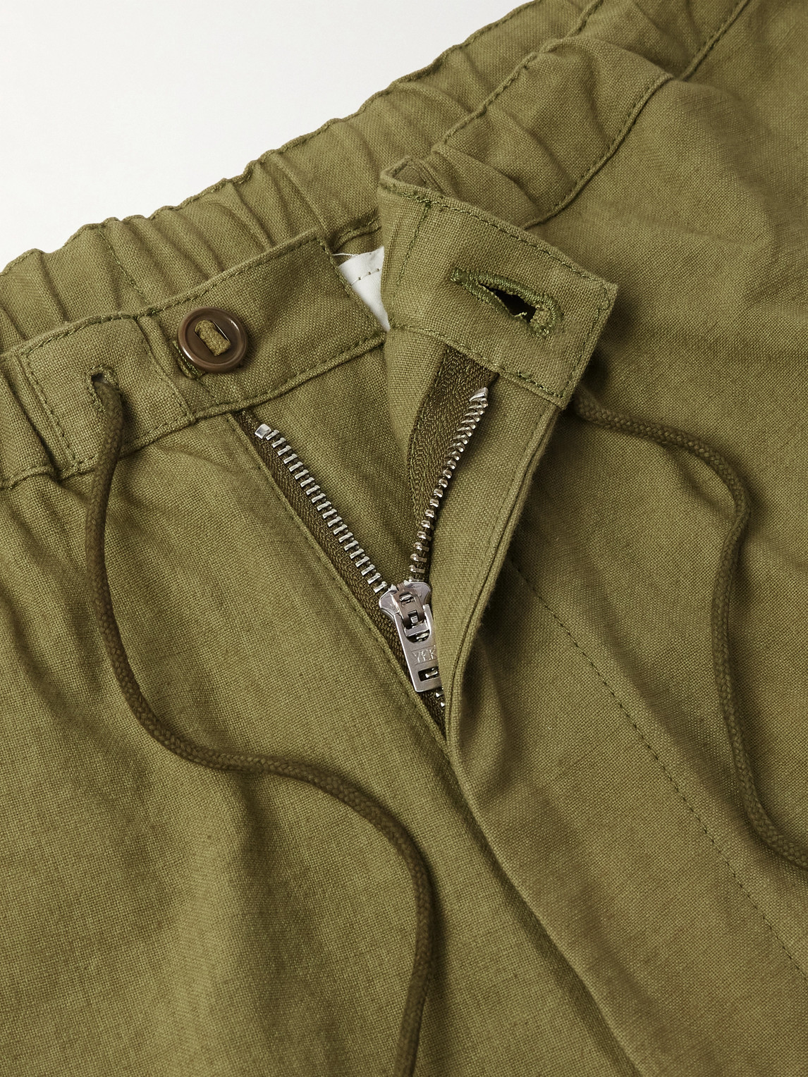 Story Mfg. Peace Wide-leg Slub Organic Cotton Drawstring Cargo Trousers