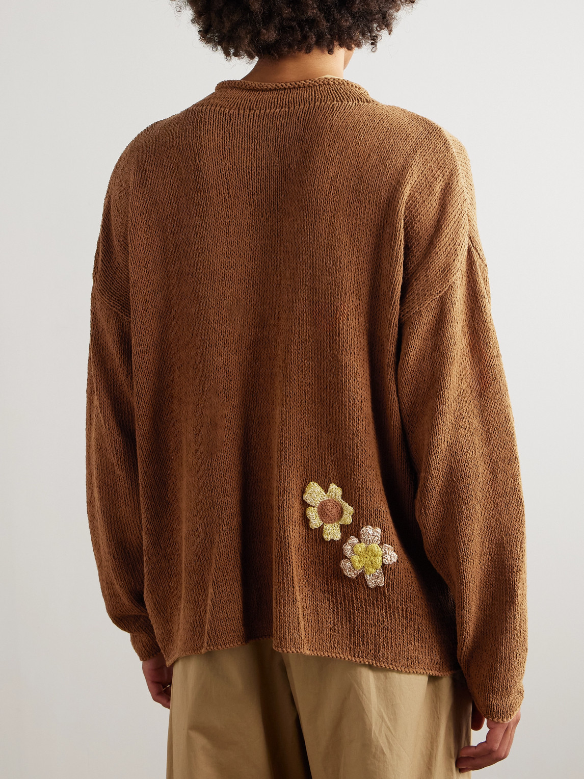 Story Mfg. Twinsun Embroidered Organic Cotton Sweater In Brown