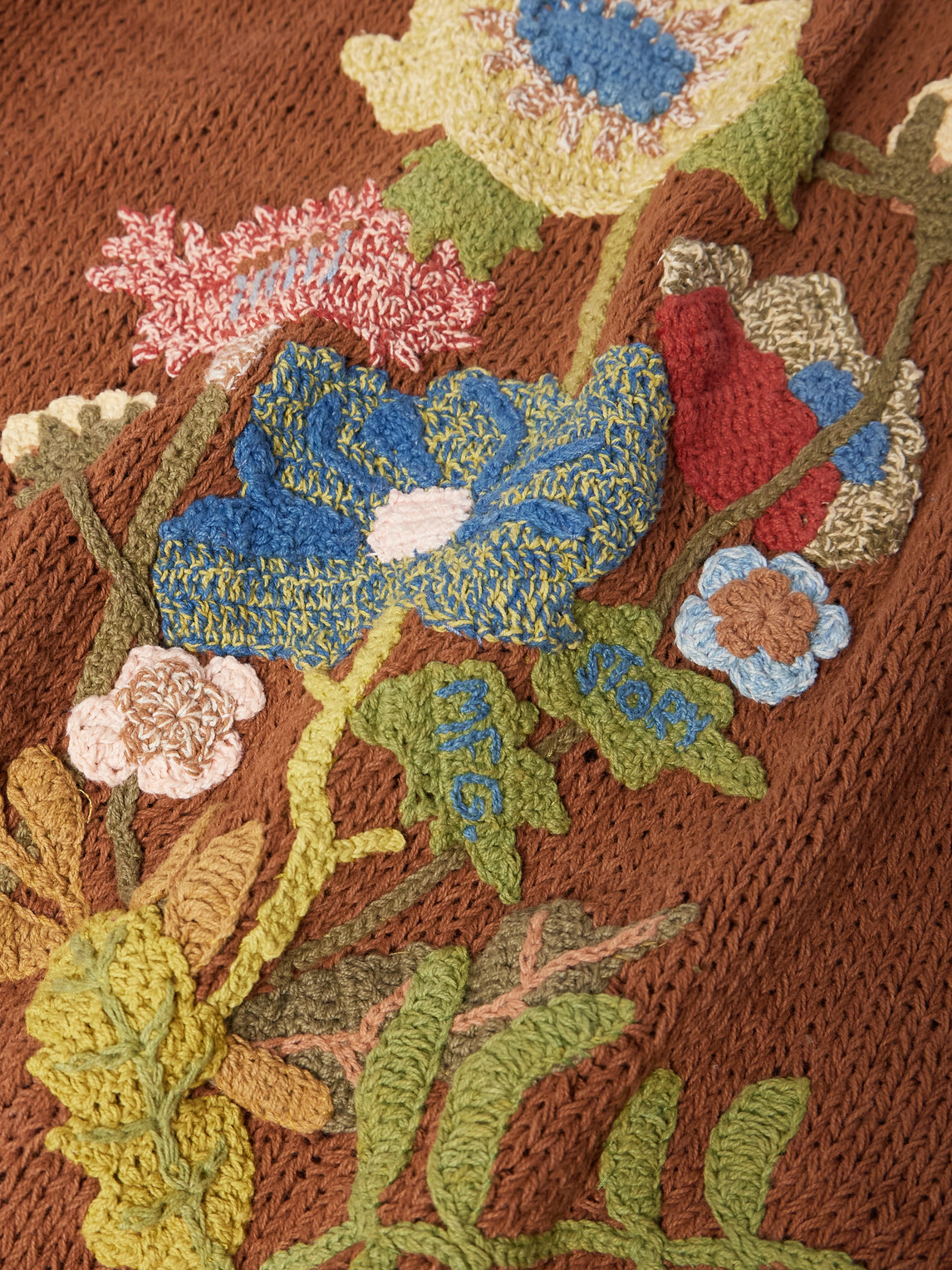 Story Mfg. Twinsun Embroidered Organic Cotton Sweater In Brown