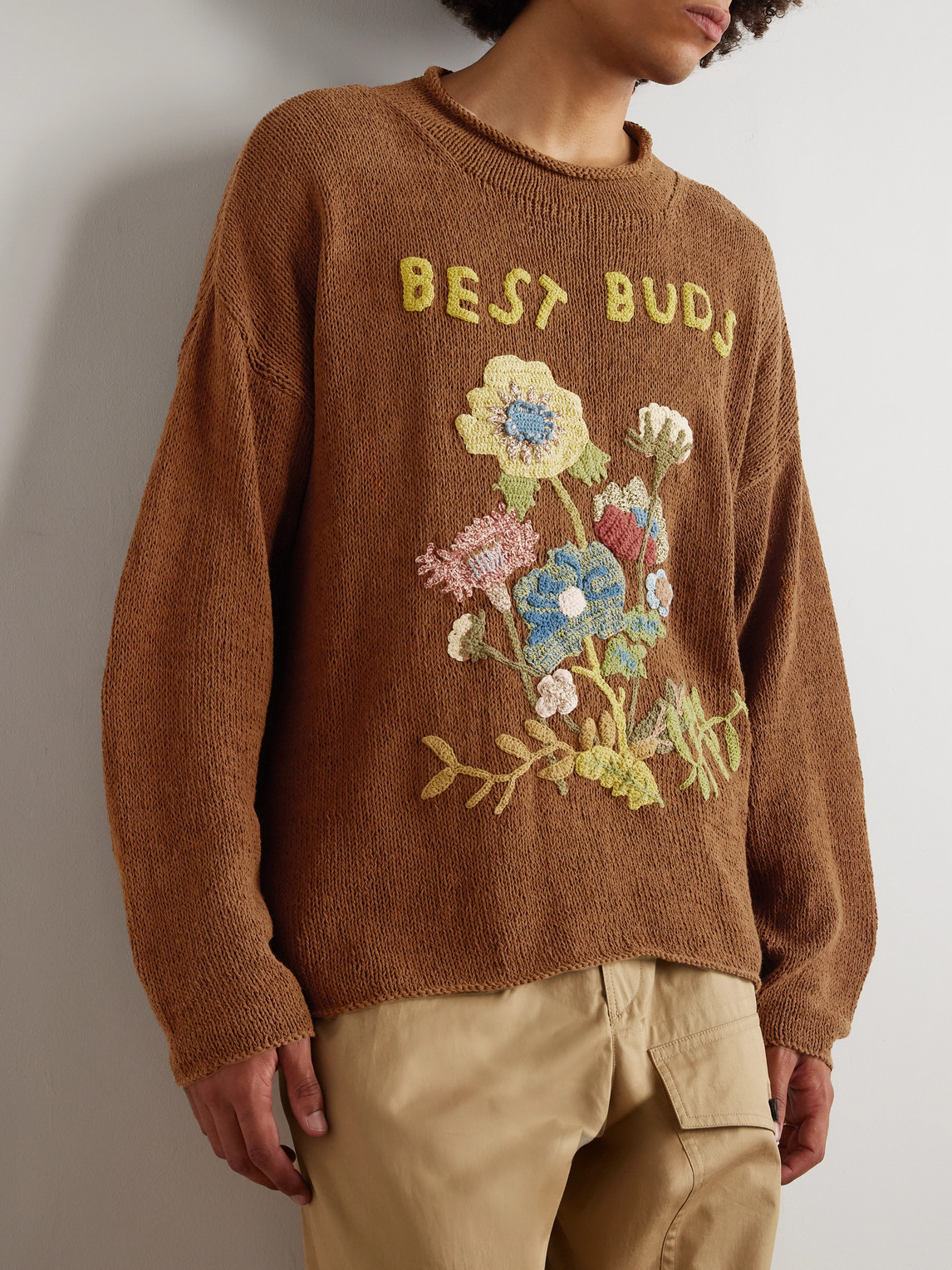 Story Mfg. Twinsun Embroidered Organic Cotton Sweater In Brown