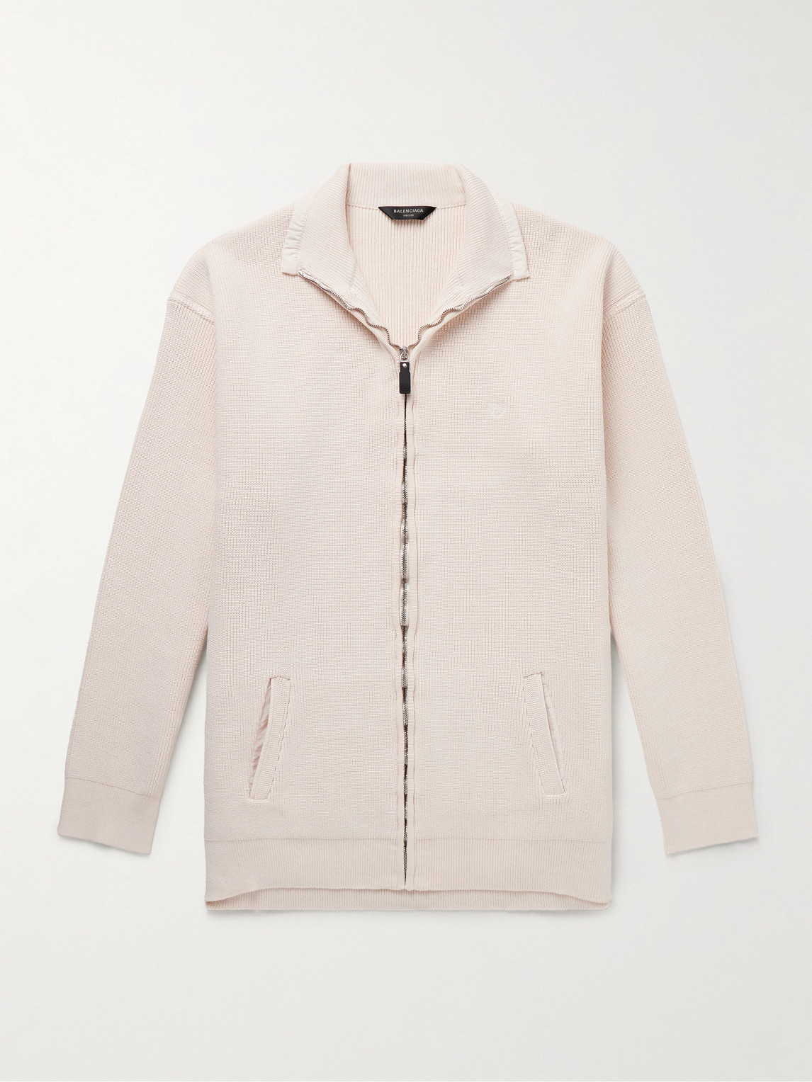 Balenciaga Intertwined Oversized Logo-Print Ribbed Cotton-Blend Half-Zip weater - Men