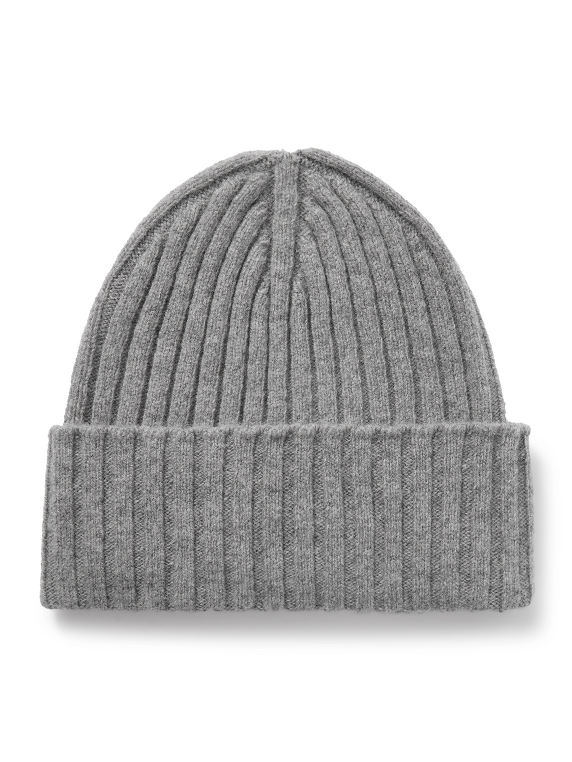 De Petrillo Ribbed Wool And Cashmere-blend Beanie In Grey