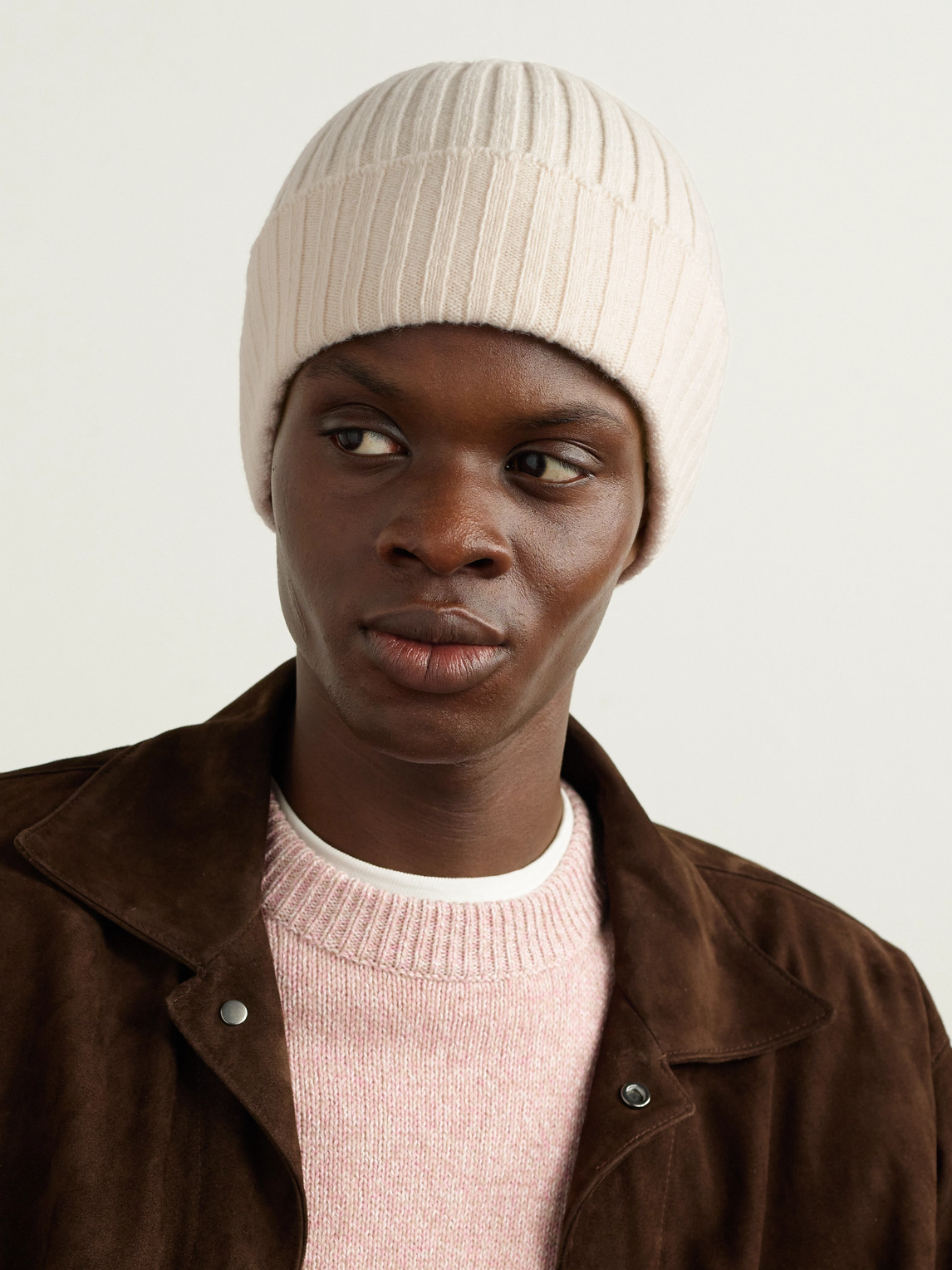 DE PETRILLO RIBBED MERINO WOOL AND CASHMERE-BLEND BEANIE