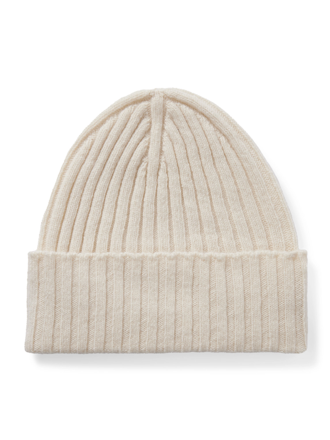 De Petrillo Ribbed Merino Wool And Cashmere-blend Beanie In Neutrals