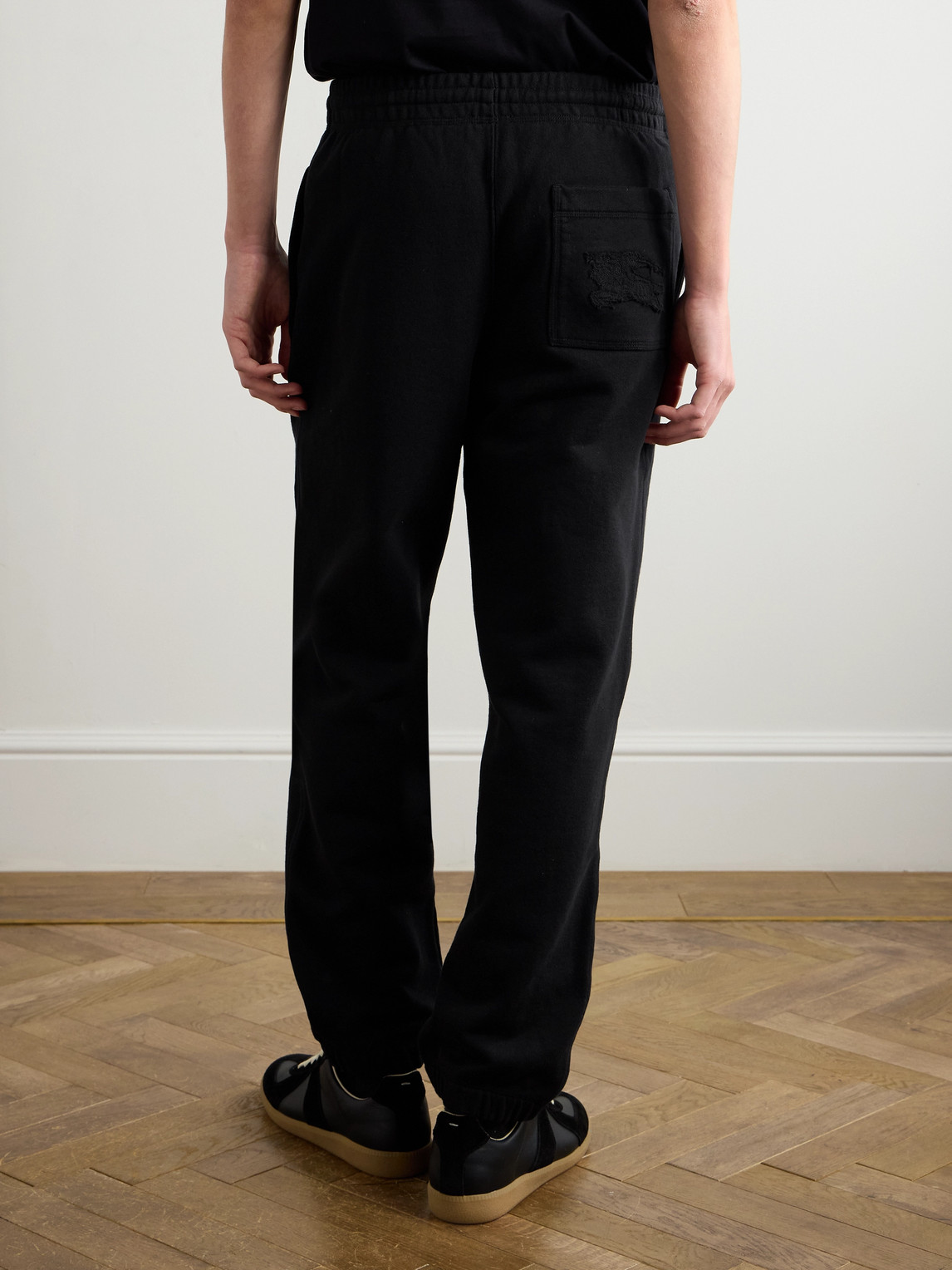 Burberry Checked Cotton Track Pants In Black