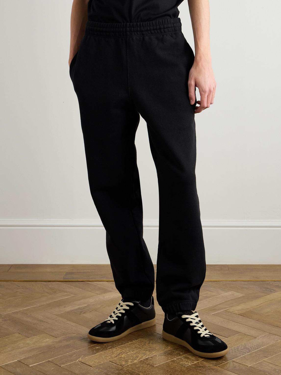 Burberry Checked Cotton Track Pants In Black