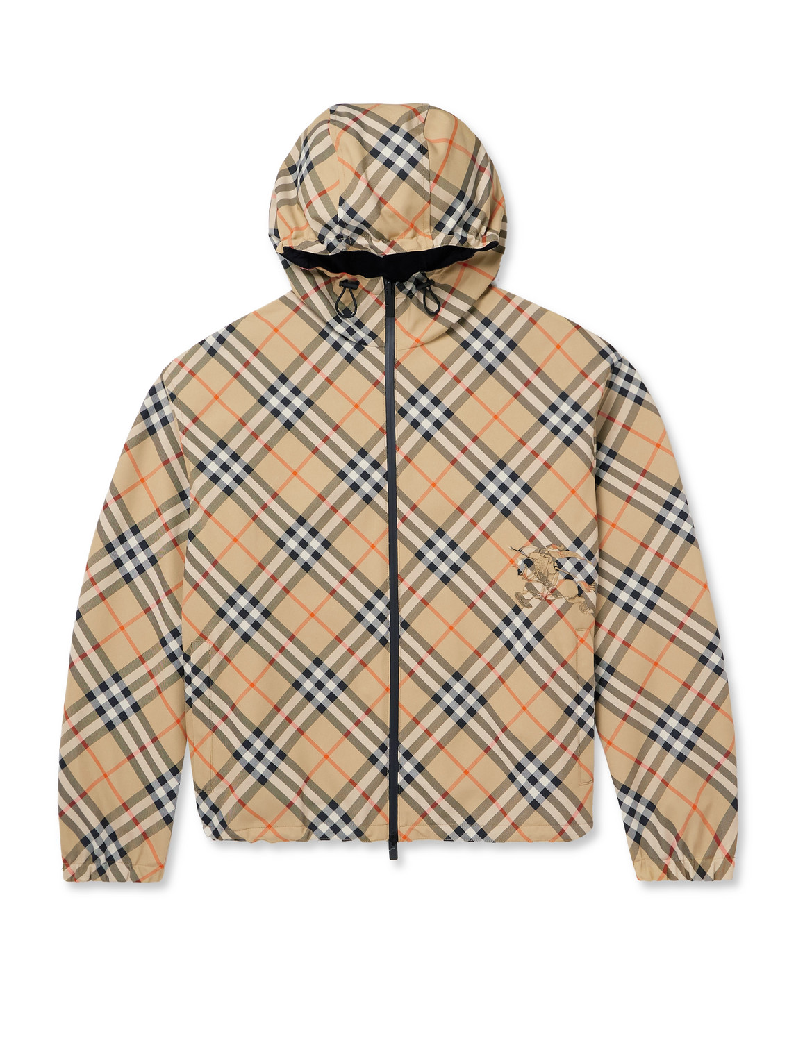 Burberry Beige Reversible Down Jacket With Hood And All-over Check Motif In Tech Fabric Man In Brown
