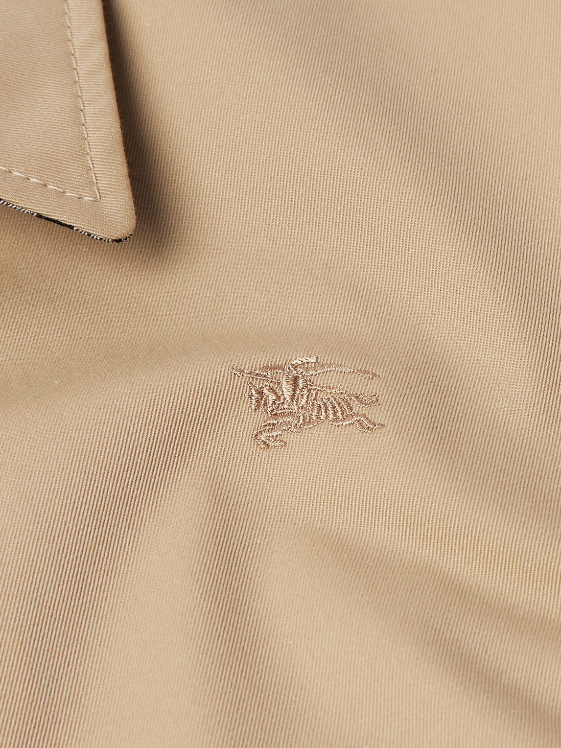 Burberry Logo-embroidered Cotton-gabardine Harrington Jacket In Neutrals