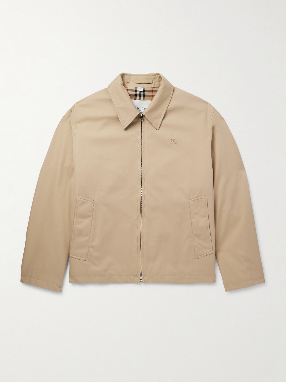 Burberry Logo-Embroidered Cotton-Gabardine Harrington Jacket - Men