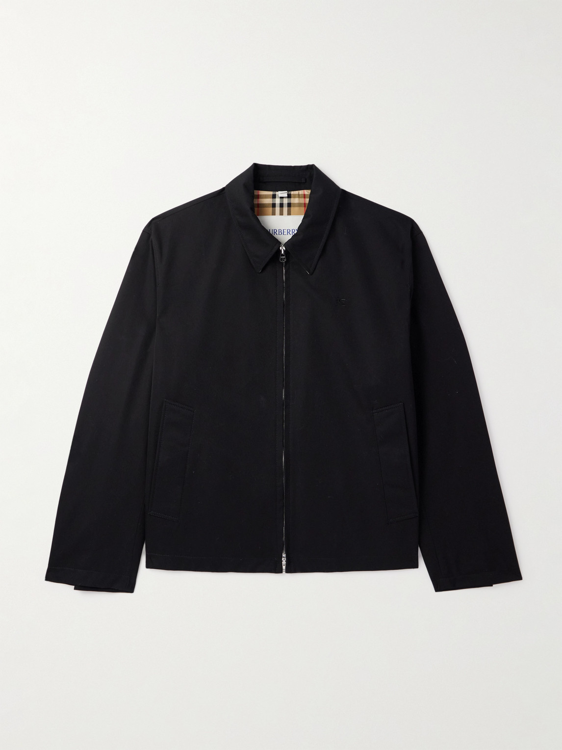 Logo-Embroidered Cotton-Gabardine Harrington Jacket