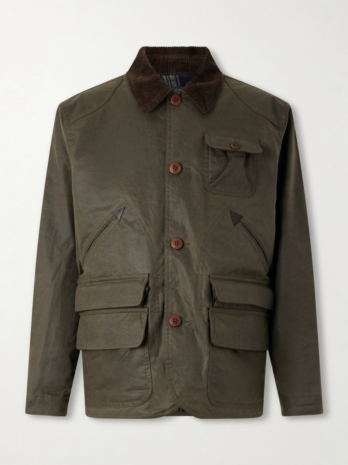 Polo Country Corduroy and Leather-Trimmed Waxed Cotton-Canvas Field Jacket