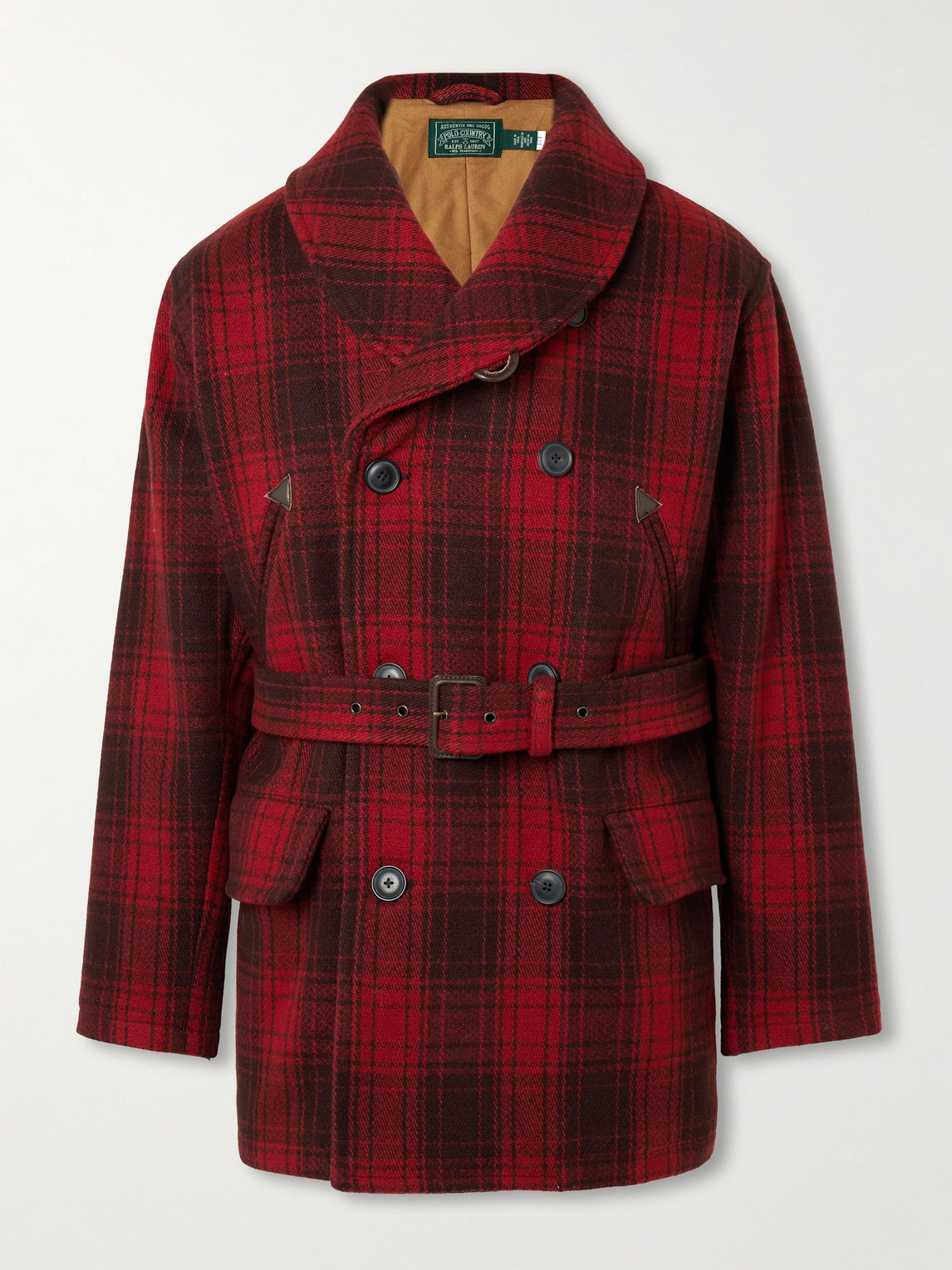 Polo Country Shawl-Collar Belted Checked Cotton Jacket