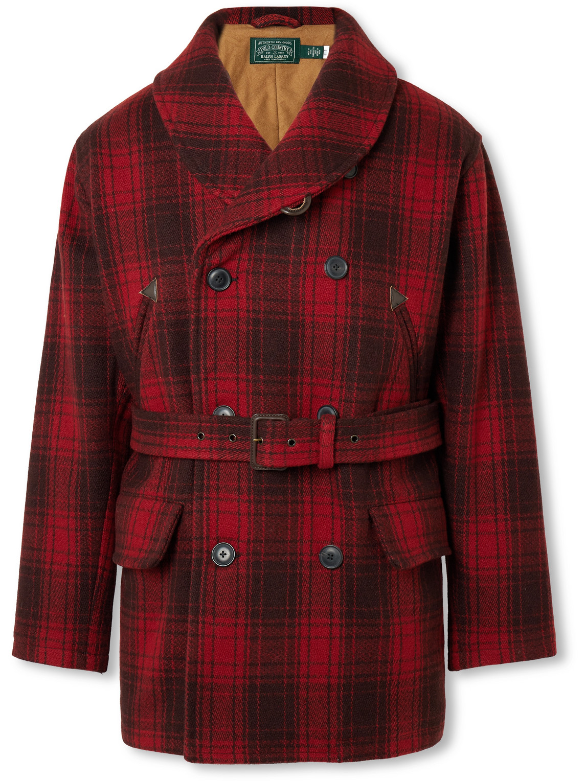 Polo Country Shawl-Collar Belted Checked Cotton Jacket