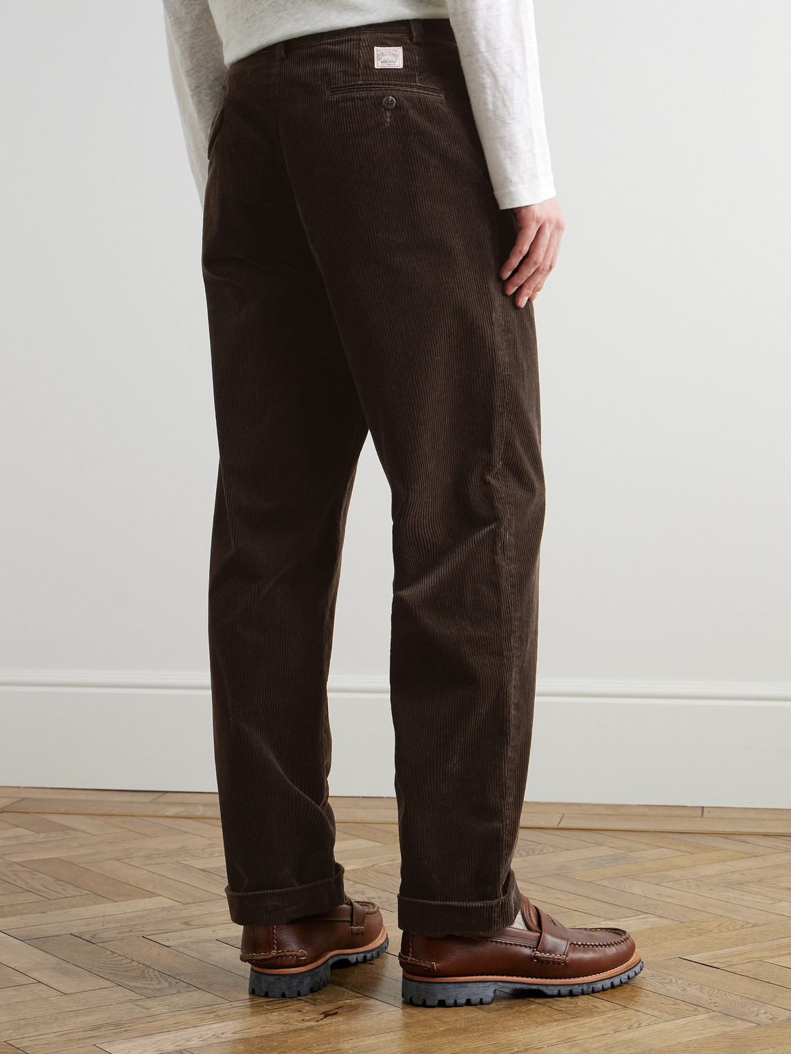 Polo Ralph Lauren Polo Country Slim-fit Straight-leg Pleated Cotton-corduroy Trousers In Brown