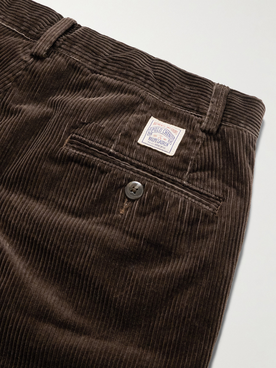 Polo Ralph Lauren Polo Country Slim-fit Straight-leg Pleated Cotton-corduroy Trousers In Brown