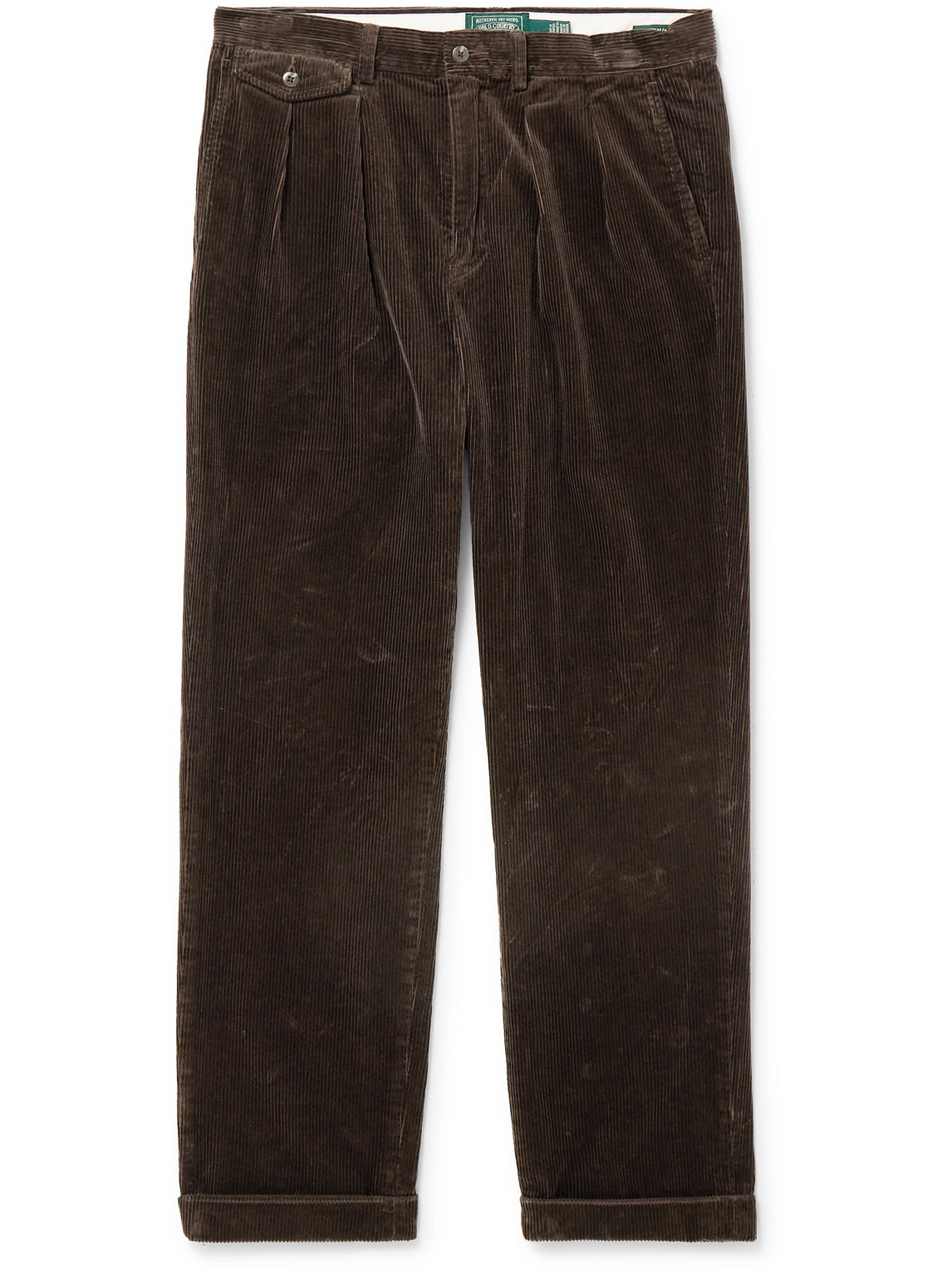 Polo Ralph Lauren Polo Country Slim-fit Straight-leg Pleated Cotton-corduroy Trousers In Brown