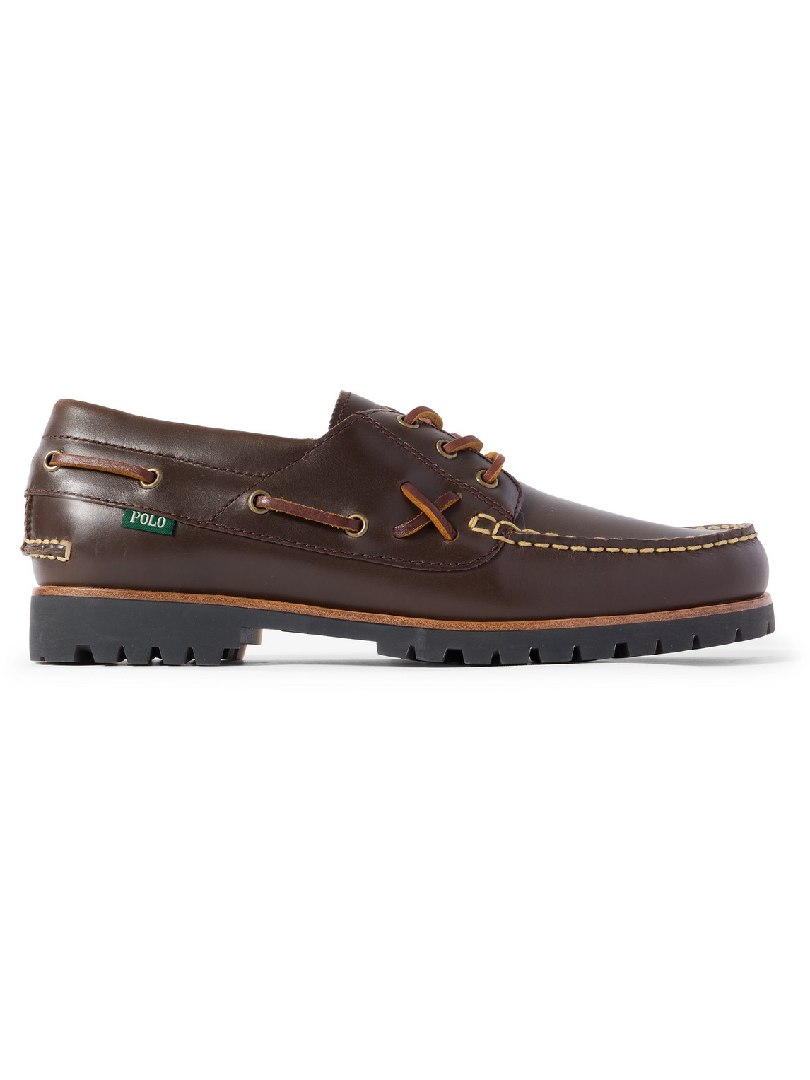 Polo Ralph Lauren Ranger Leather Boat Shoes In Brown