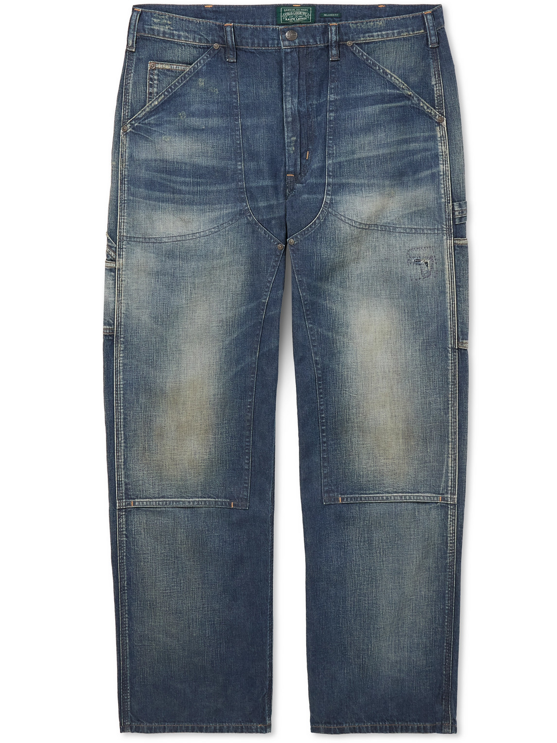 Polo Ralph Lauren Slim-fit Straight-leg Distressed Panelled Jeans In Blue