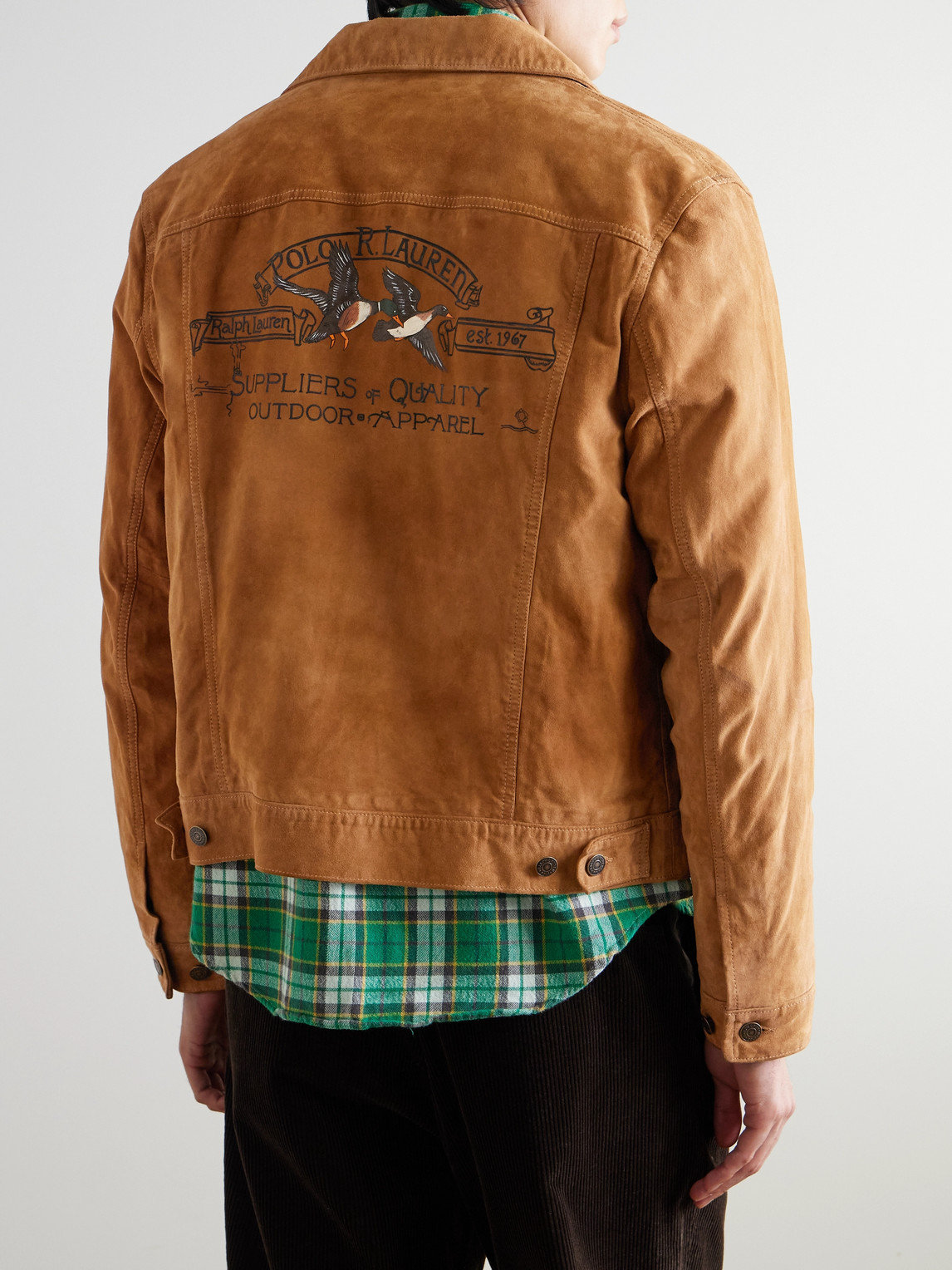 Polo Ralph Lauren Logo-print Suede Jacket In Brown