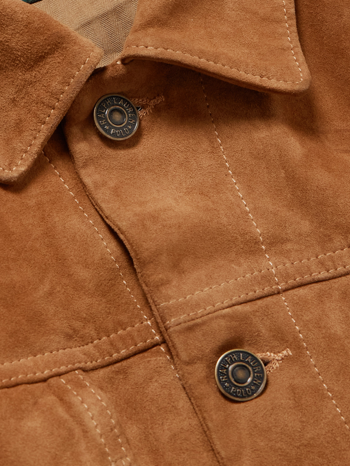 Polo Ralph Lauren Logo-print Suede Jacket In Brown
