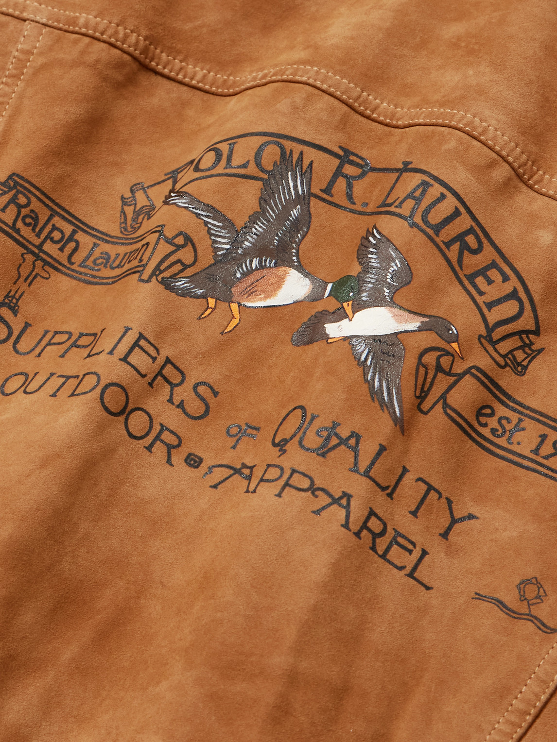 Polo Ralph Lauren Logo-print Suede Jacket In Brown