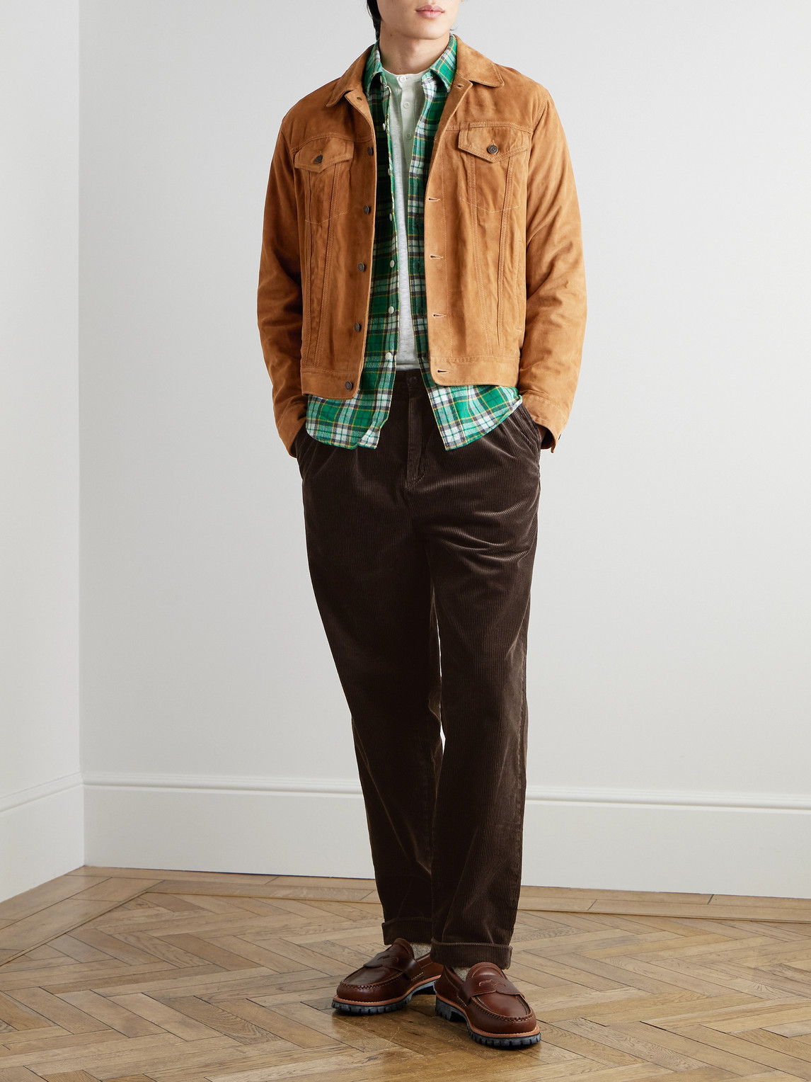 Polo Ralph Lauren Logo-print Suede Jacket In Brown