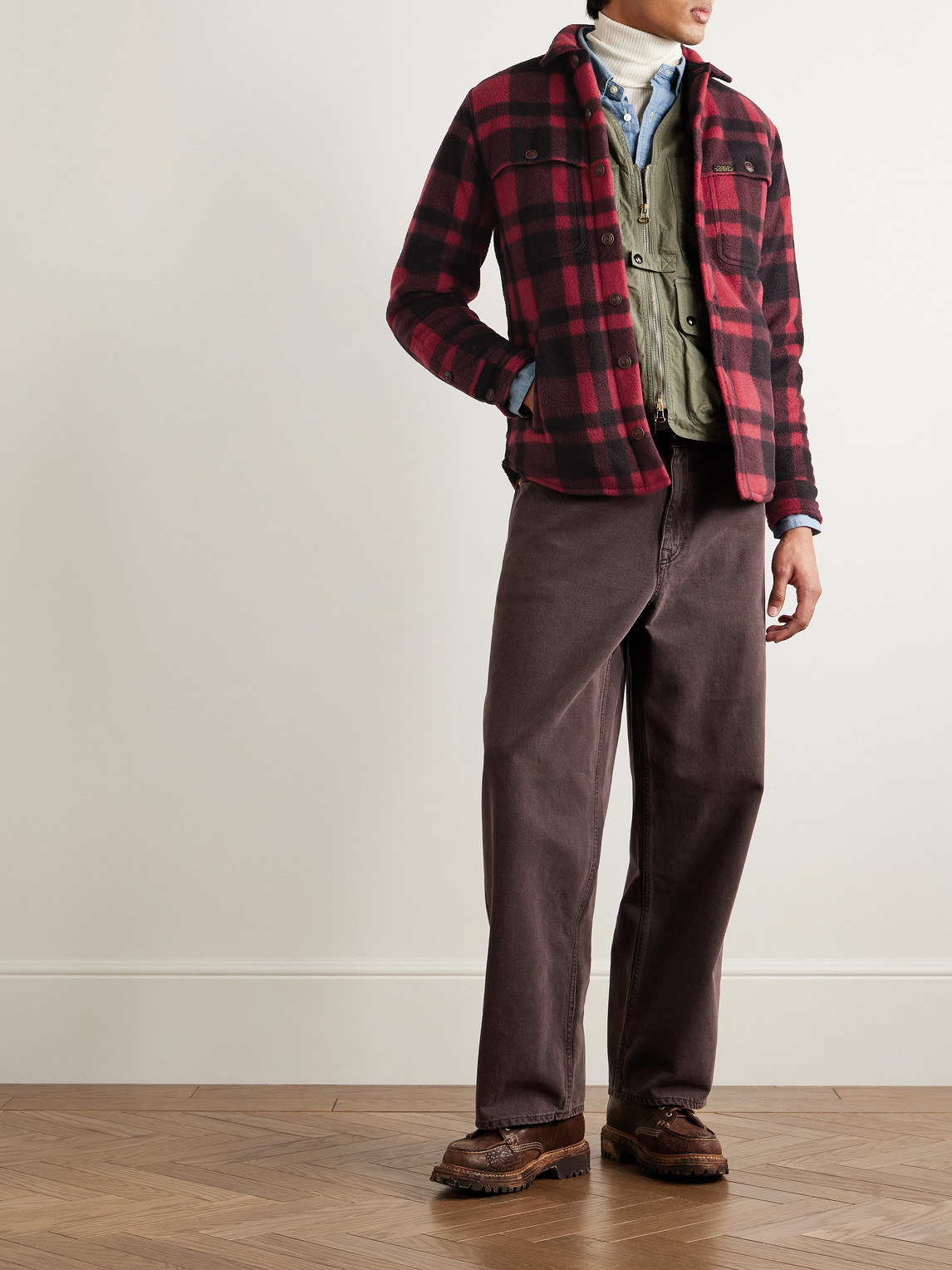 Polo Country Checked Padded Recycled-Fleece Overshirt — 2