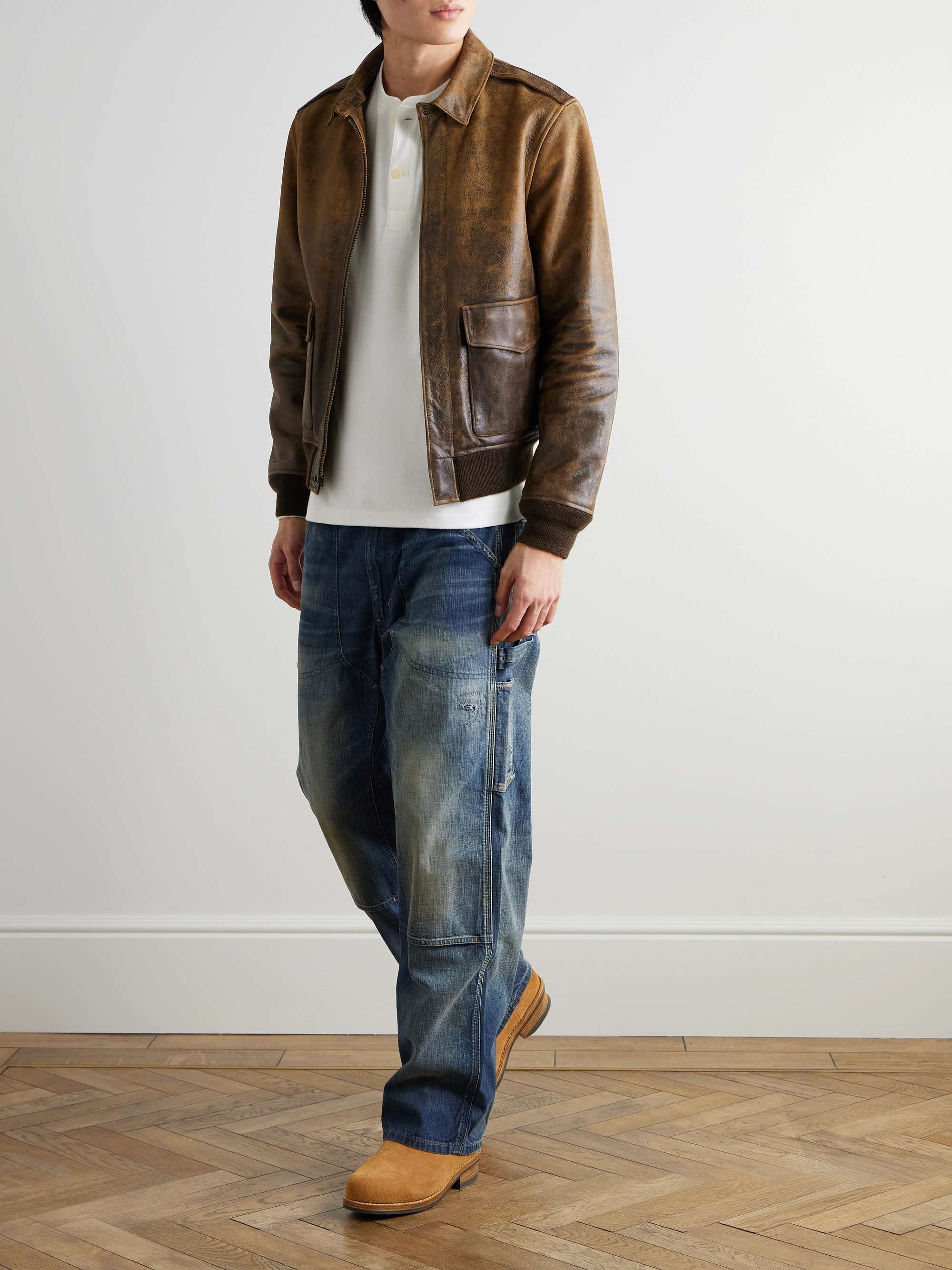 POLO RALPH LAUREN Polo Country Cracked-Leather Blouson POLO RALPH LAUREN Polo Country Cracked-Leather Blouson