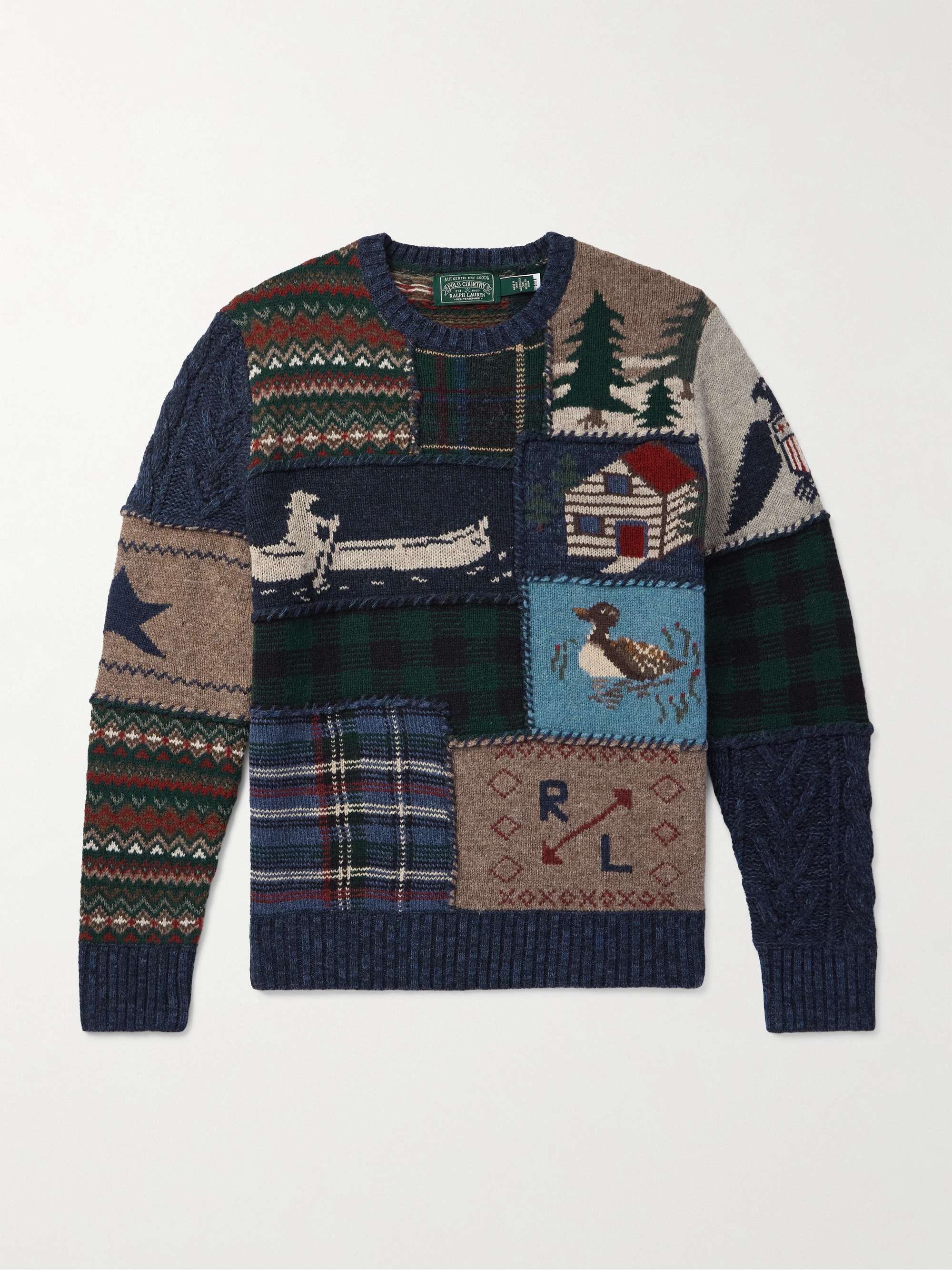 POLO RALPH LAUREN Polo Country Patchwork Jacquard-Knit Wool POLO RALPH LAUREN Polo Country Patchwork Jacquard-Knit Wool