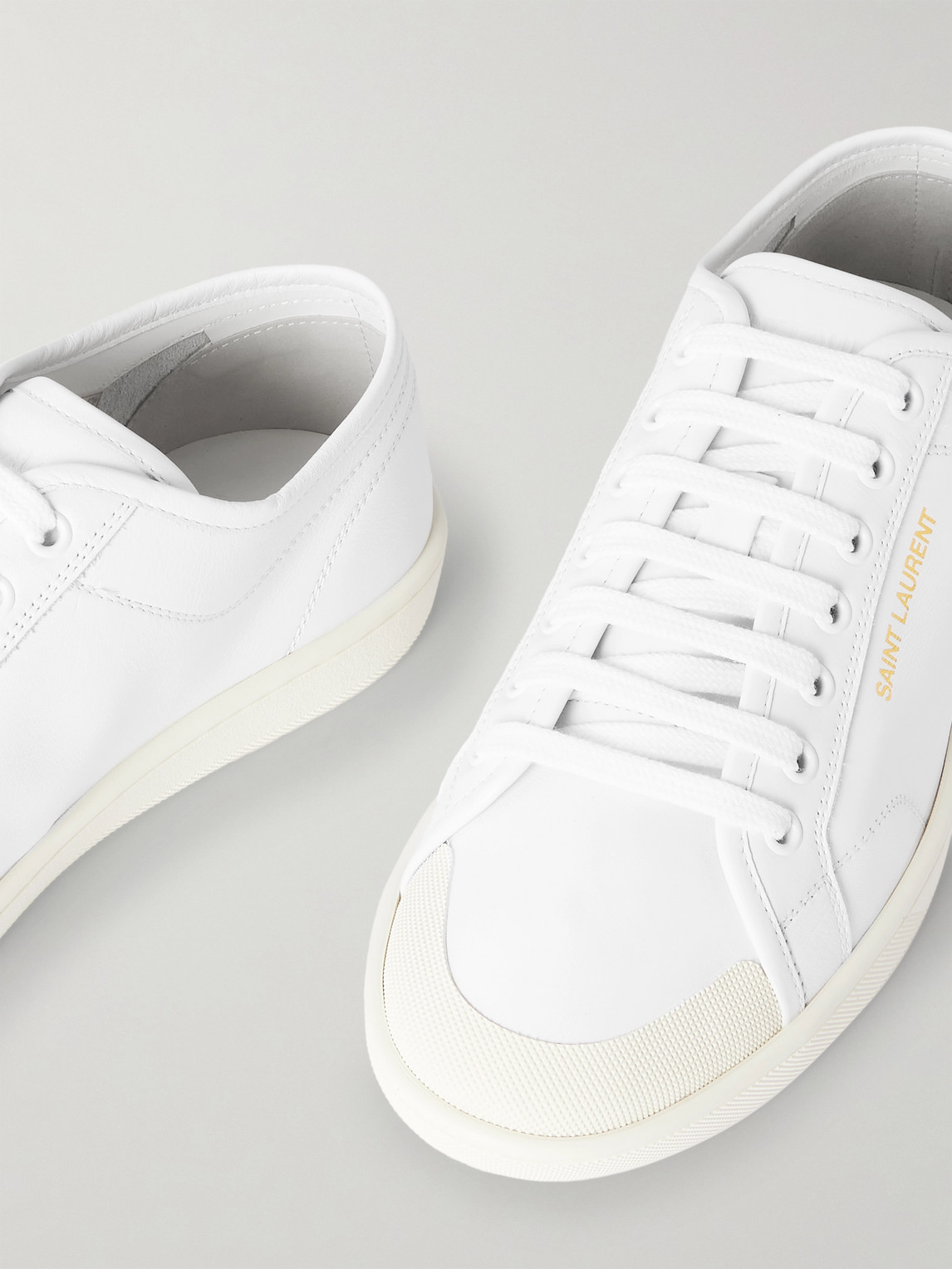 Saint Laurent Gym Low Logo-print Leather Sneakers In White