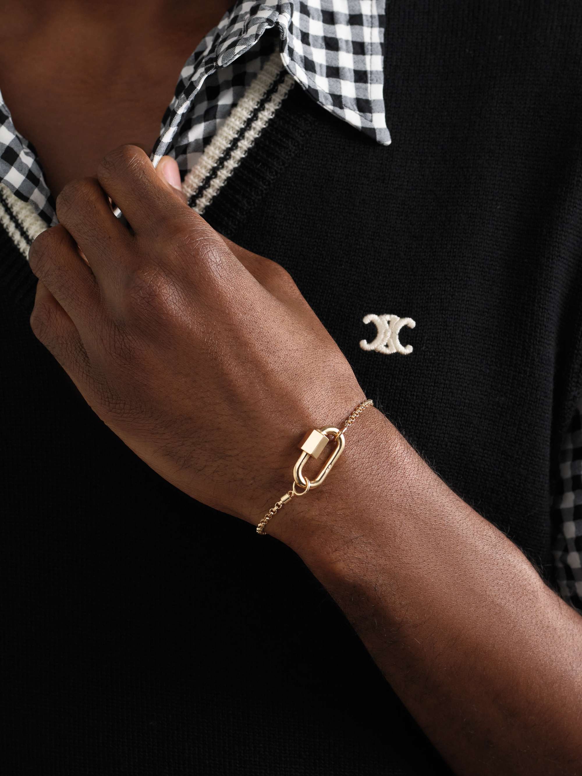 Rolo Armband mit Chubby Medium Lock Anhanger aus 14 Karat Gold von MARLA AARON fur Herren MR PORTER